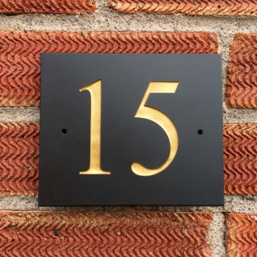 Slate House Sign Door Number 6'' x 5'' - NUMBERS 1-999 METALLIC